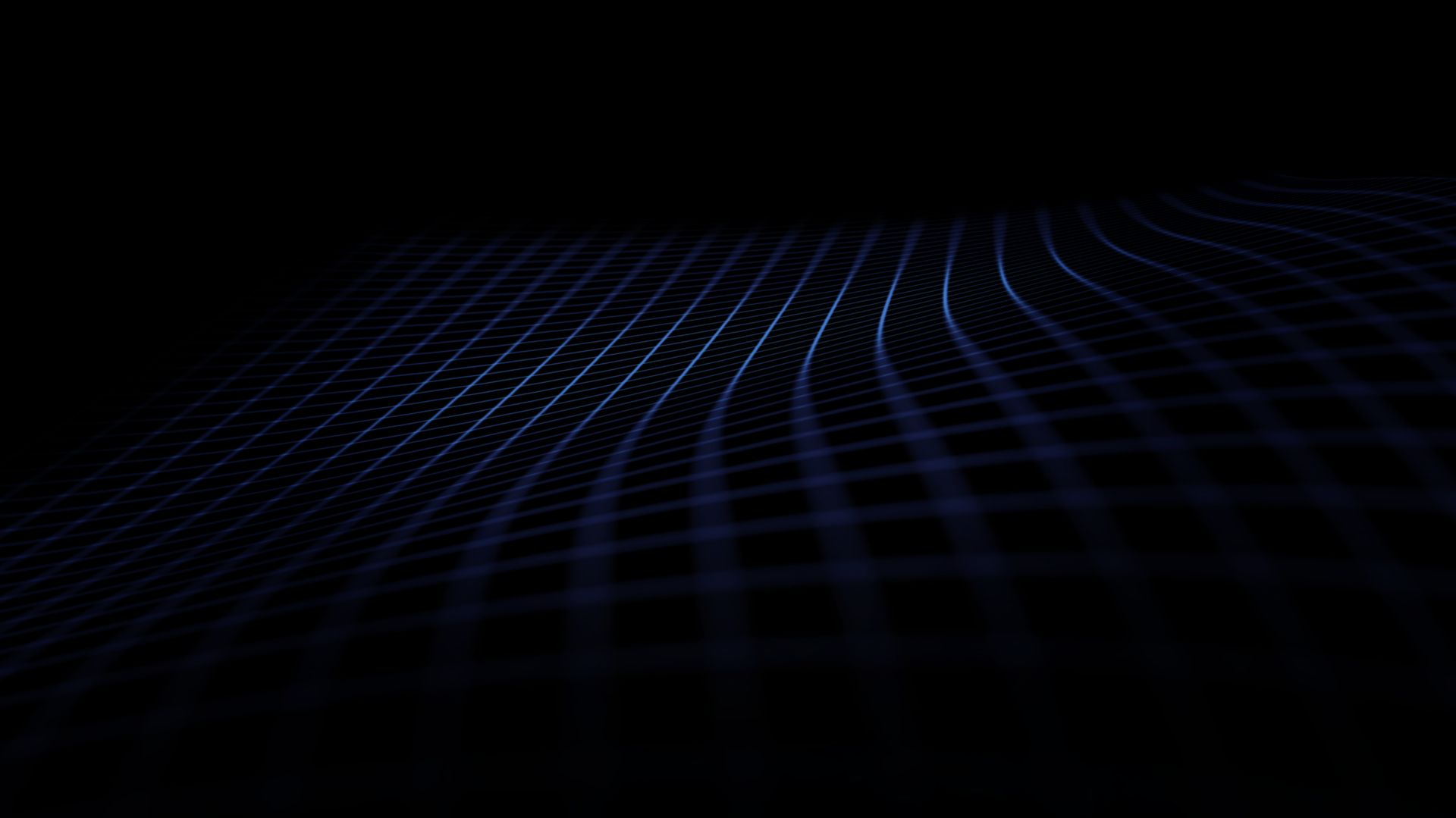Abstract blue grid of undulating lines on a black background — 4K Ultra HD PC desktop wallpaper.