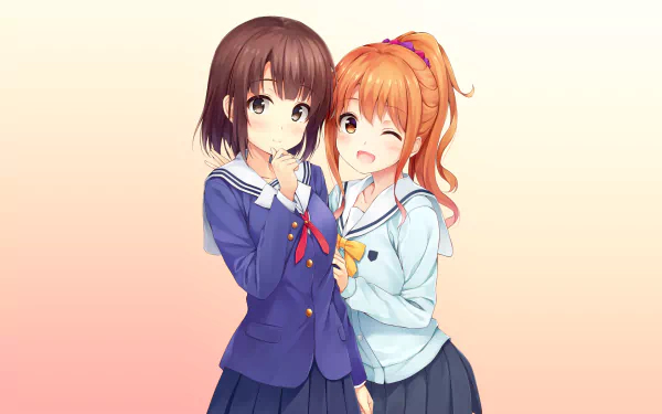 HD desktop wallpaper featuring Megumi Katō from Saekano: How to Raise a Boring Girlfriend and Megumi Jinno from EroManga-Sensei in a cheerful crossover anime scene.