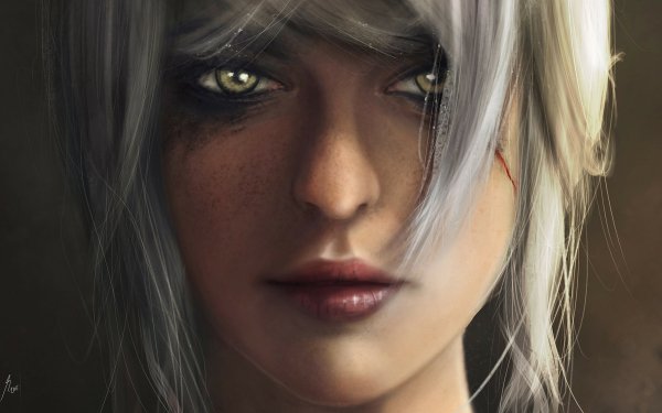 Video Game The Witcher 3: Wild Hunt The Witcher Ciri Face White Hair Green Eyes HD Wallpaper | Background Image