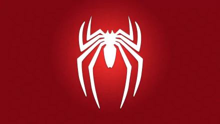 An HD desktop wallpaper featuring a minimalist white Spider-Man logo on a red background with a subtle honeycomb pattern.