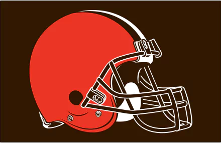 HD PC desktop wallpaper/background: Cleveland Browns orange football helmet on a brown field, bold sports graphic.
