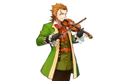 HD PC desktop wallpaper featuring Caster of Red from the anime Fate/Apocrypha playing a violin.