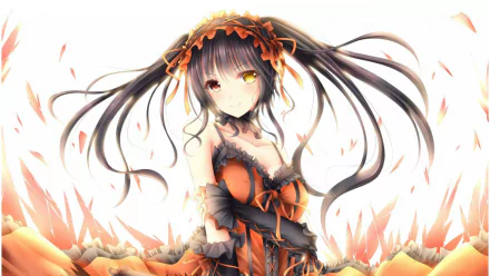 HD desktop wallpaper of Kurumi Tokisaki from the anime Date A Live, featuring her with a vivid background and intricate dress details.
