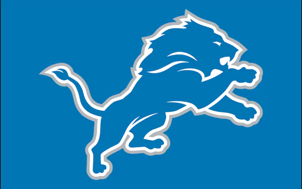Detroit Lions leaping logo in white outline on blue field — HD PC desktop wallpaper and sports background.