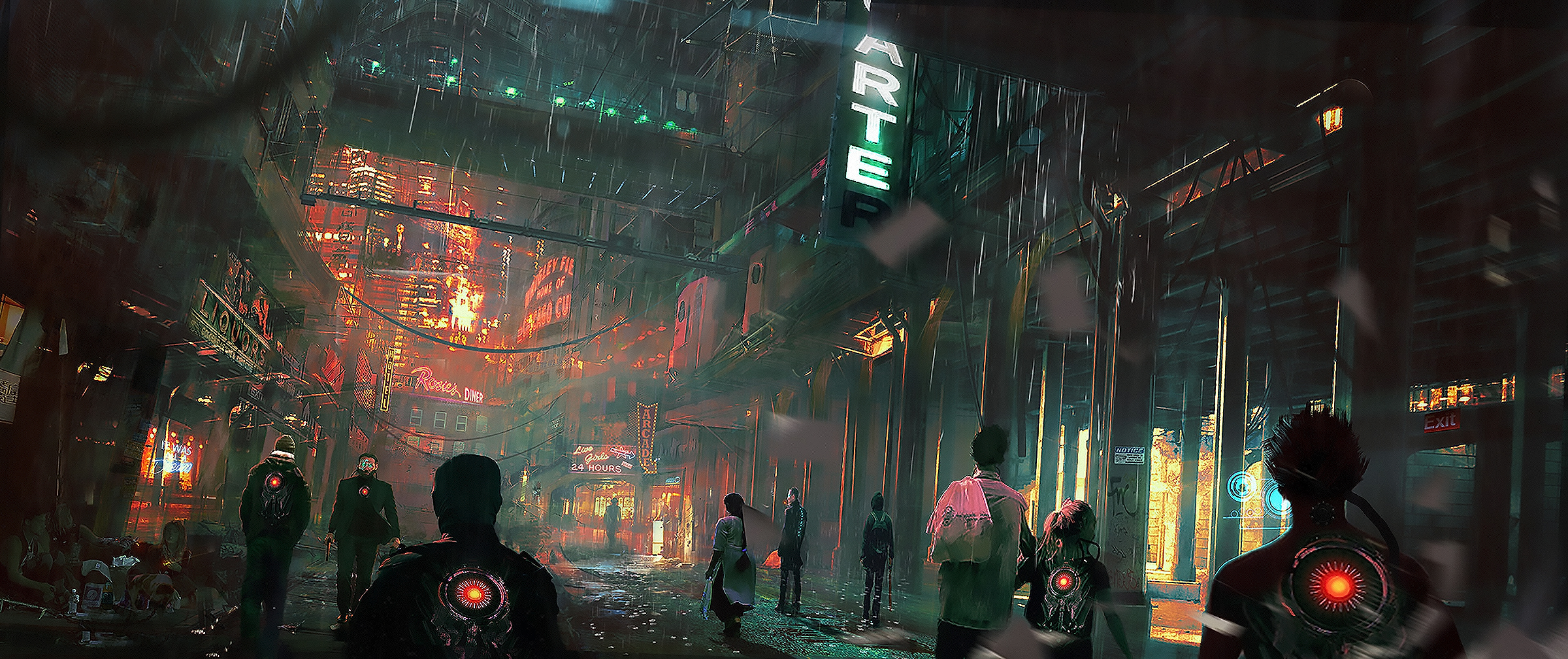 Download wallpaper 1920x1080 cyberpunk, dark, cityscape, buildings, art,  full hd, hdtv, fhd, 1080p wallpaper, 1920x1080 hd background, 16538