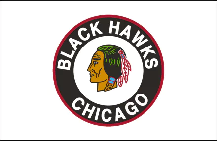 HD PC desktop wallpaper featuring the Chicago Blackhawks logo, highlighting the team's iconic Native American head emblem with bold black, red, and white sports-themed design.