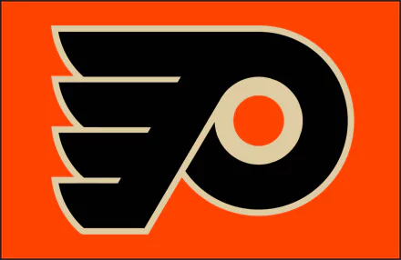 HD PC desktop wallpaper featuring the Philadelphia Flyers logo on a bright orange background, representing the sports team.