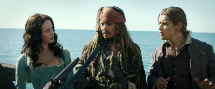 Carina Smyth Kaya Scodelario Henry Turner Brenton Thwaites Jack Sparrow Johnny Depp movie Pirates Of The Caribbean: Dead Men Tell No Tales HD Desktop Wallpaper | Background Image