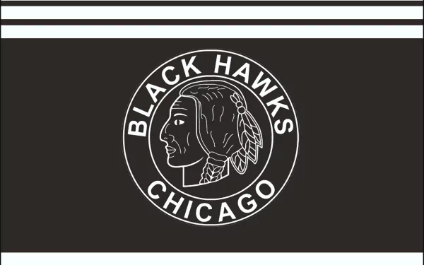 HD PC desktop wallpaper featuring the Chicago Blackhawks logo in black and white, representing the iconic NHL sports team.