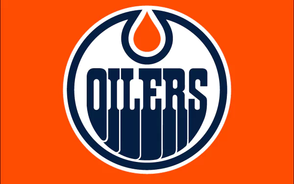 Edmonton Oilers logo centered on vivid orange field — sports-themed 2K Quad HD PC desktop wallpaper and background.
