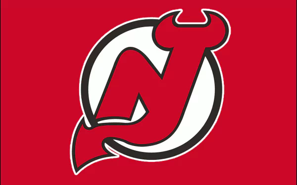 HD PC desktop wallpaper featuring the New Jersey Devils sports team logo with a bold red background and white circular accent.