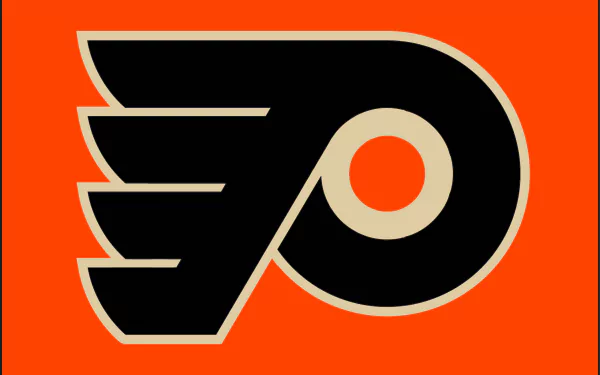 HD PC desktop wallpaper featuring the Philadelphia Flyers logo on a bright orange background, representing the sports team.