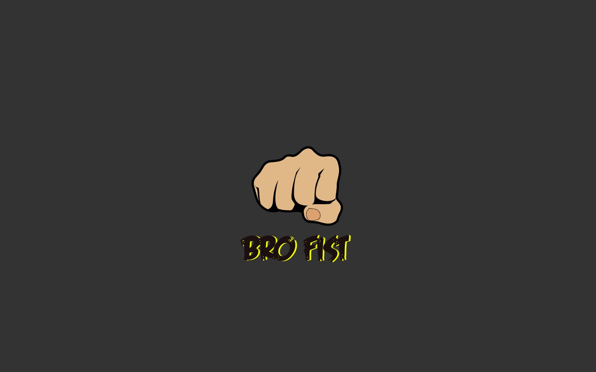 HD desktop wallpaper featuring a minimalist design with a clenched fist and the text Bro Fist in gold on a dark background.