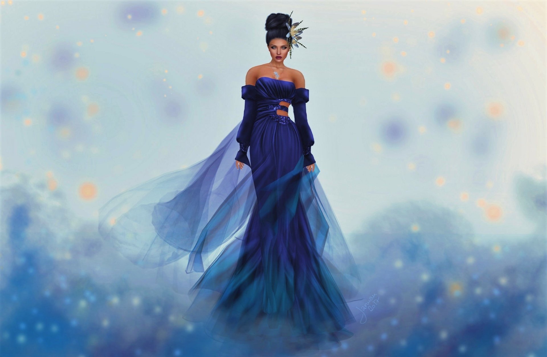 Download Blue Dress Fantasy Woman HD Wallpaper by Kiana Jarman