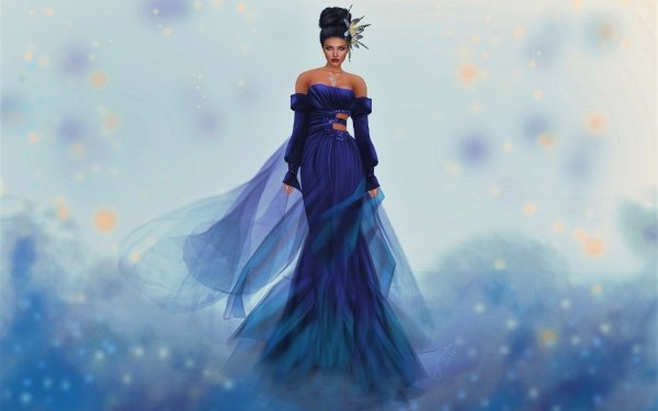 Fantasy Women Blue Dress HD Wallpaper | Background Image