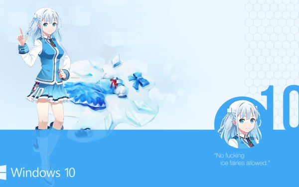 Anime Os-tan Madobe Touko Windows 10 Skirt Blue Eyes Blue Hair Necktie School Uniform Boots HD Wallpaper | Background Image