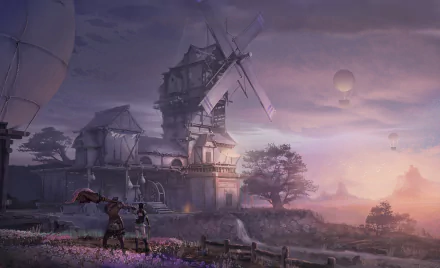 windmill fantasy building HD Desktop Wallpaper | Background Image