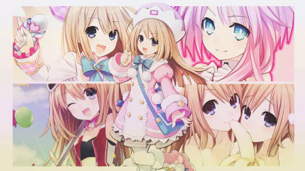 HD PC desktop wallpaper featuring Ram from the video game Hyperdimension Neptunia with vibrant, pastel-colored anime-style artwork.