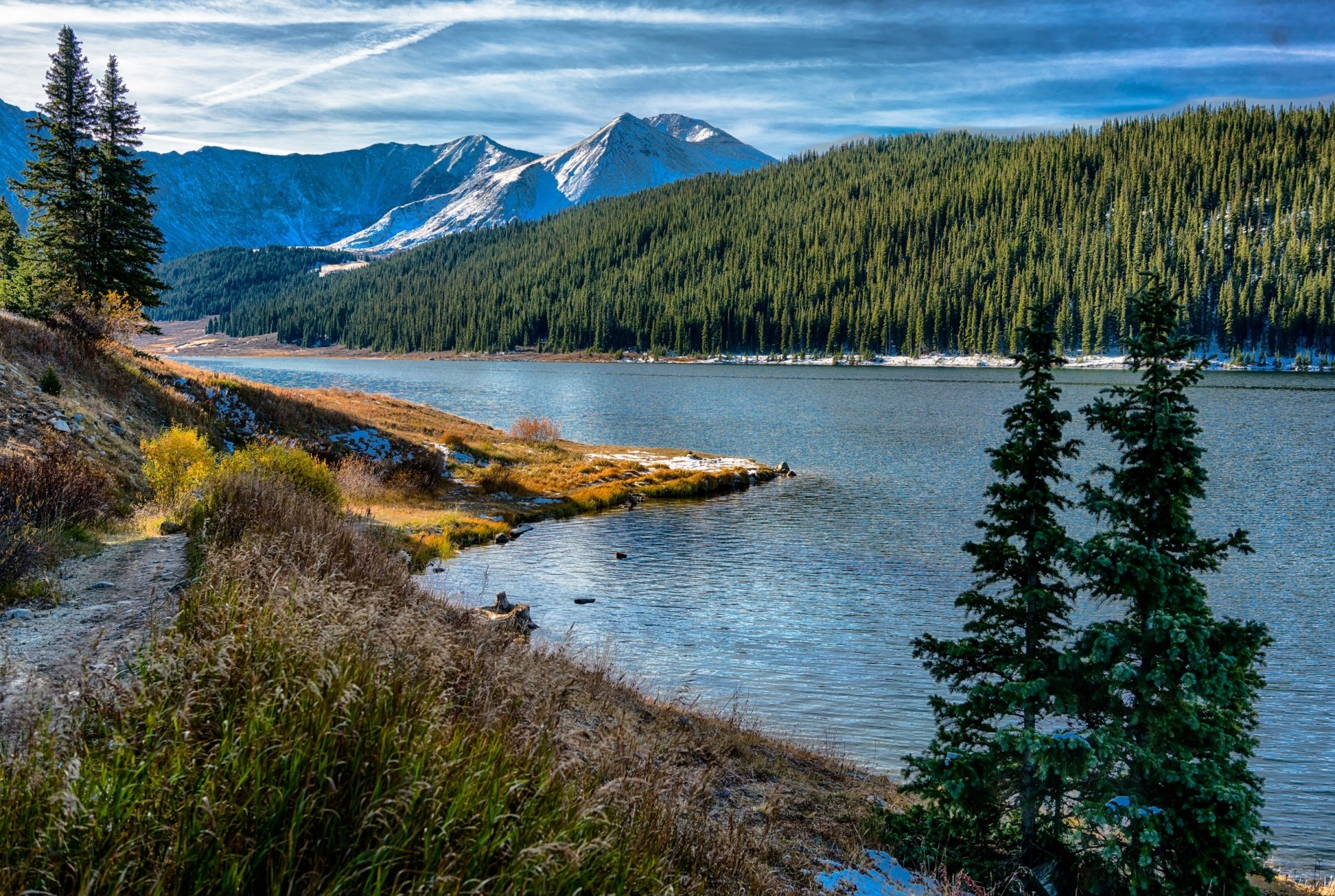 Download Forest Mountain Nature Lake HD Wallpaper