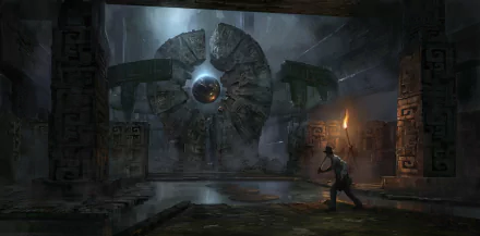 torch adventurer fantasy ruin HD Desktop Wallpaper | Background Image