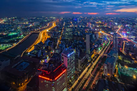 city time lapse night building Saigon River Vietnam man made Ho Chi Minh City HD Desktop Wallpaper | Background Image