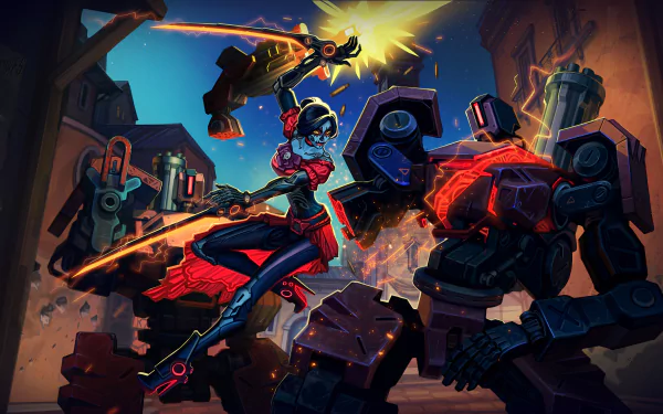 sword woman warrior robot Bastion (Overwatch) video game Overwatch HD Desktop Wallpaper | Background Image