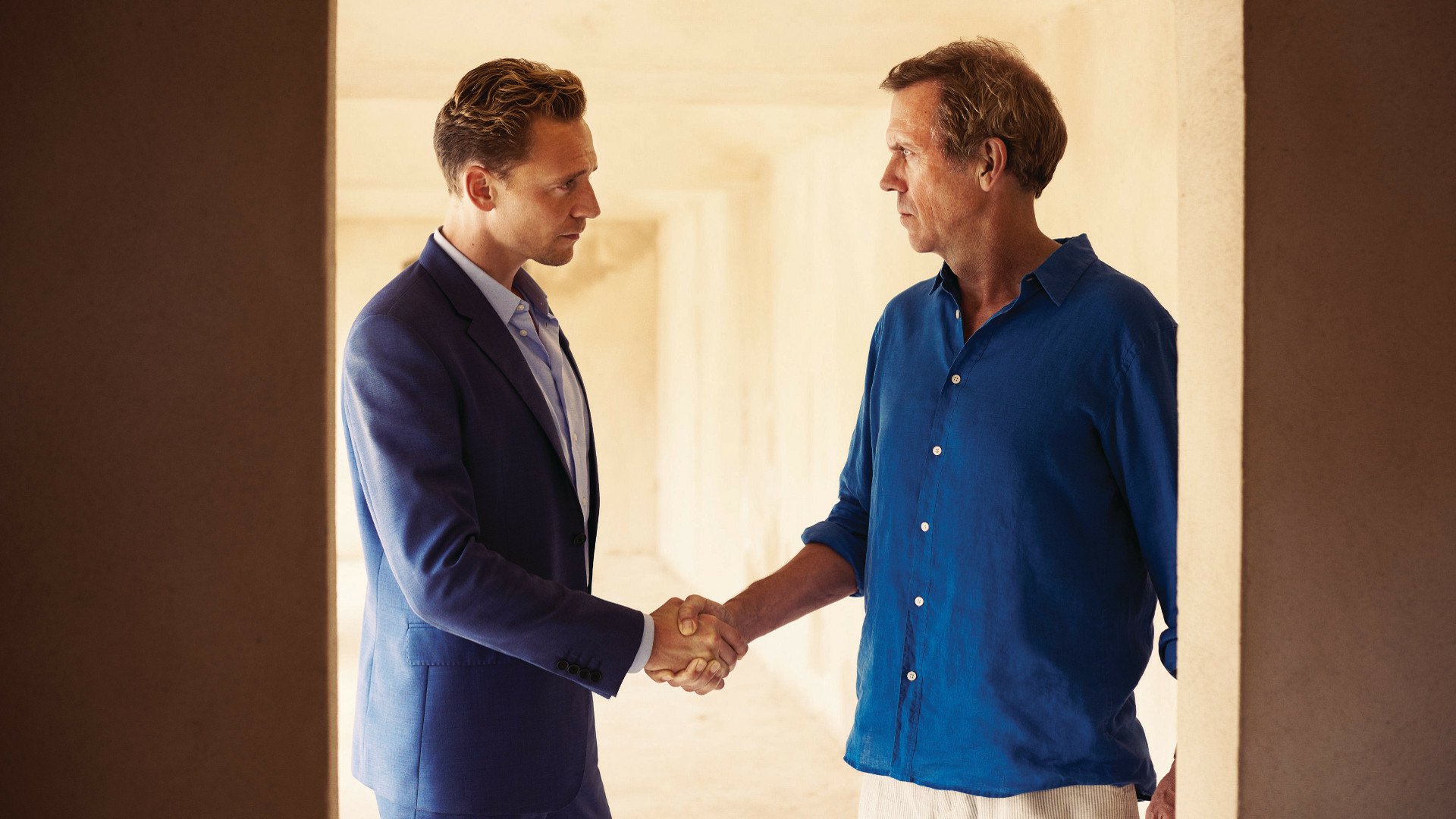 Download Hugh Laurie Tom Hiddleston TV Show The Night Manager Handshake HD Wallpaper