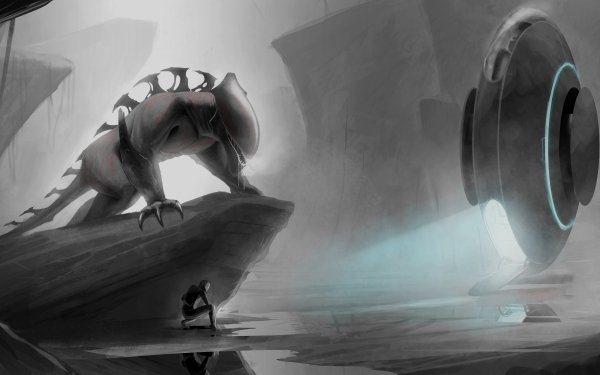 Sci Fi Creature Cave Alien Spaceship Grey HD Wallpaper | Background Image