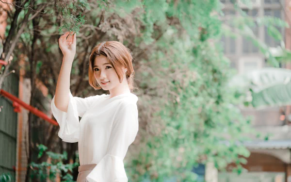 depth of field smile brunette model woman asian HD Desktop Wallpaper | Background Image
