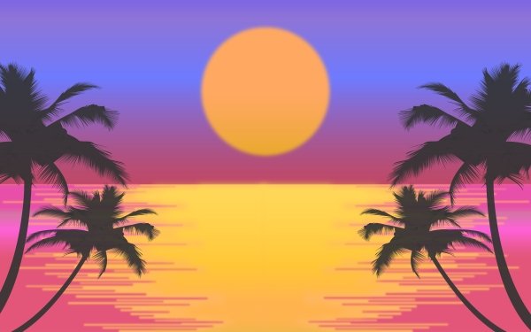 Artistic Retro Palm Tree Sun HD Wallpaper | Background Image