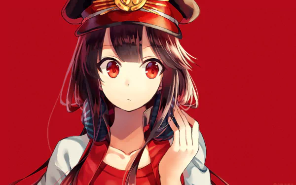 HD PC desktop wallpaper of Oda Nobukatsu from Fate/Grand Order, featuring vibrant anime art with red tones and detailed character design.