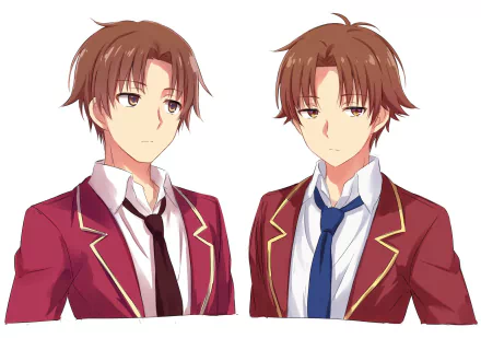 HD desktop wallpaper featuring Kiyotaka Ayanokōji from Classroom of the Elite anime, showcasing two expressions.