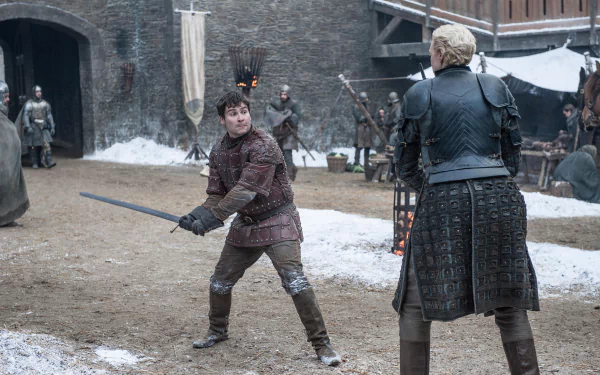 Gwendoline Christie Brienne Of Tarth Daniel Portman Podrick Payne TV Show Game Of Thrones HD Desktop Wallpaper | Background Image