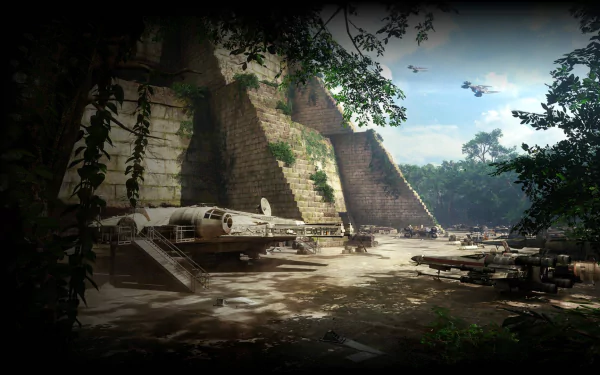 Millennium Falcon video game Star Wars Battlefront II (2017) HD Desktop Wallpaper | Background Image