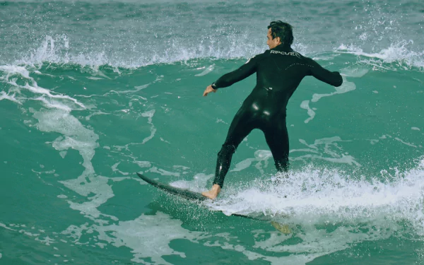  Surfer at Elouera beach on Bate Bay in Cronulla NSW Australia