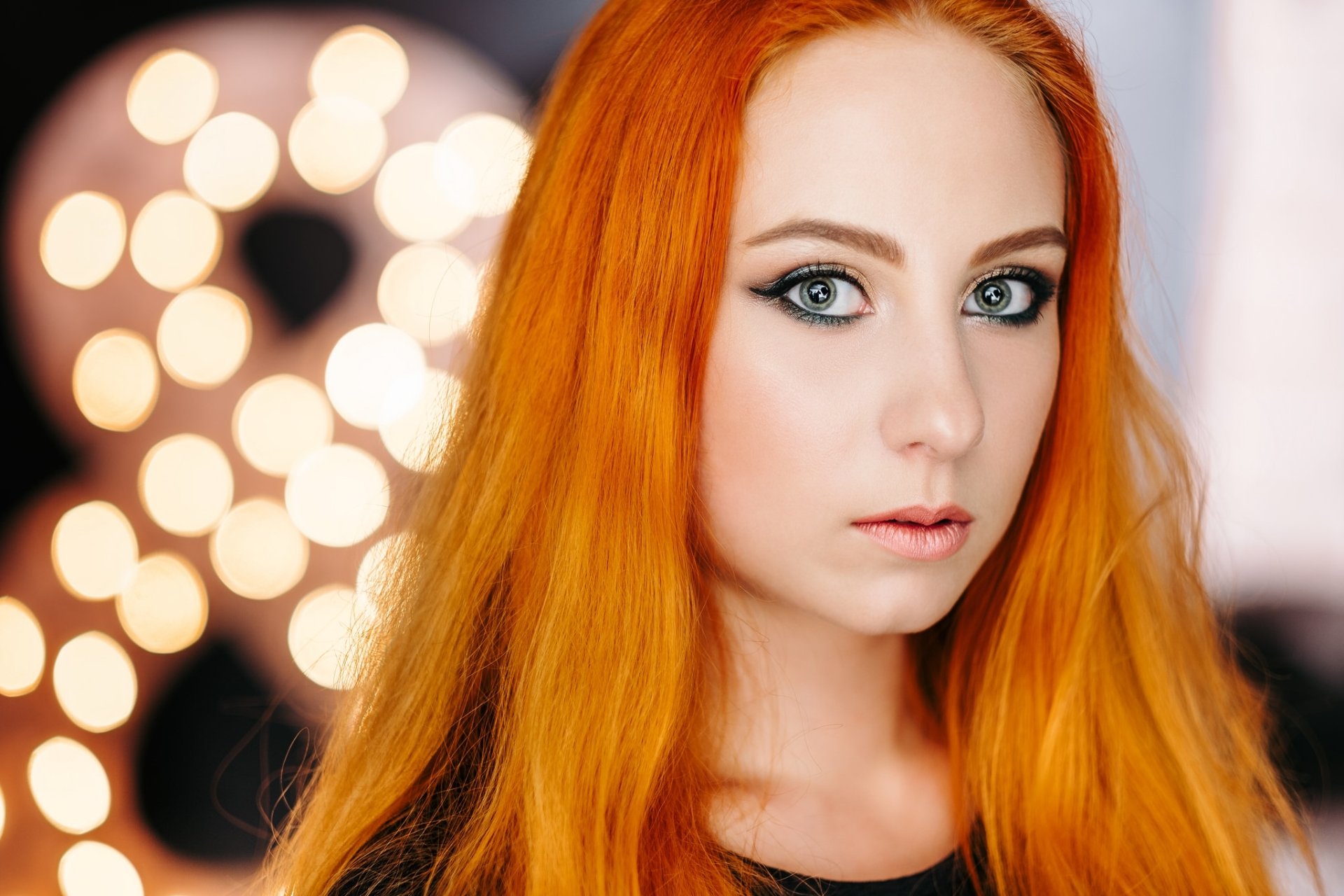 Download Depth Of Field Blue Eyes Redhead Model Woman Face Hd Wallpaper 