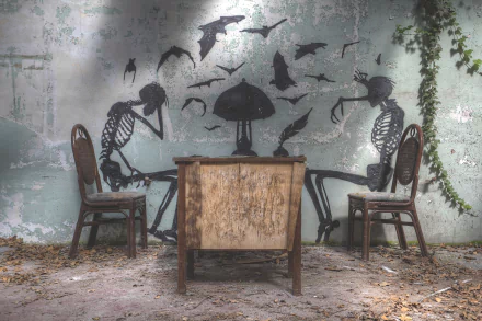 graffiti chair dark skeleton HD Desktop Wallpaper | Background Image