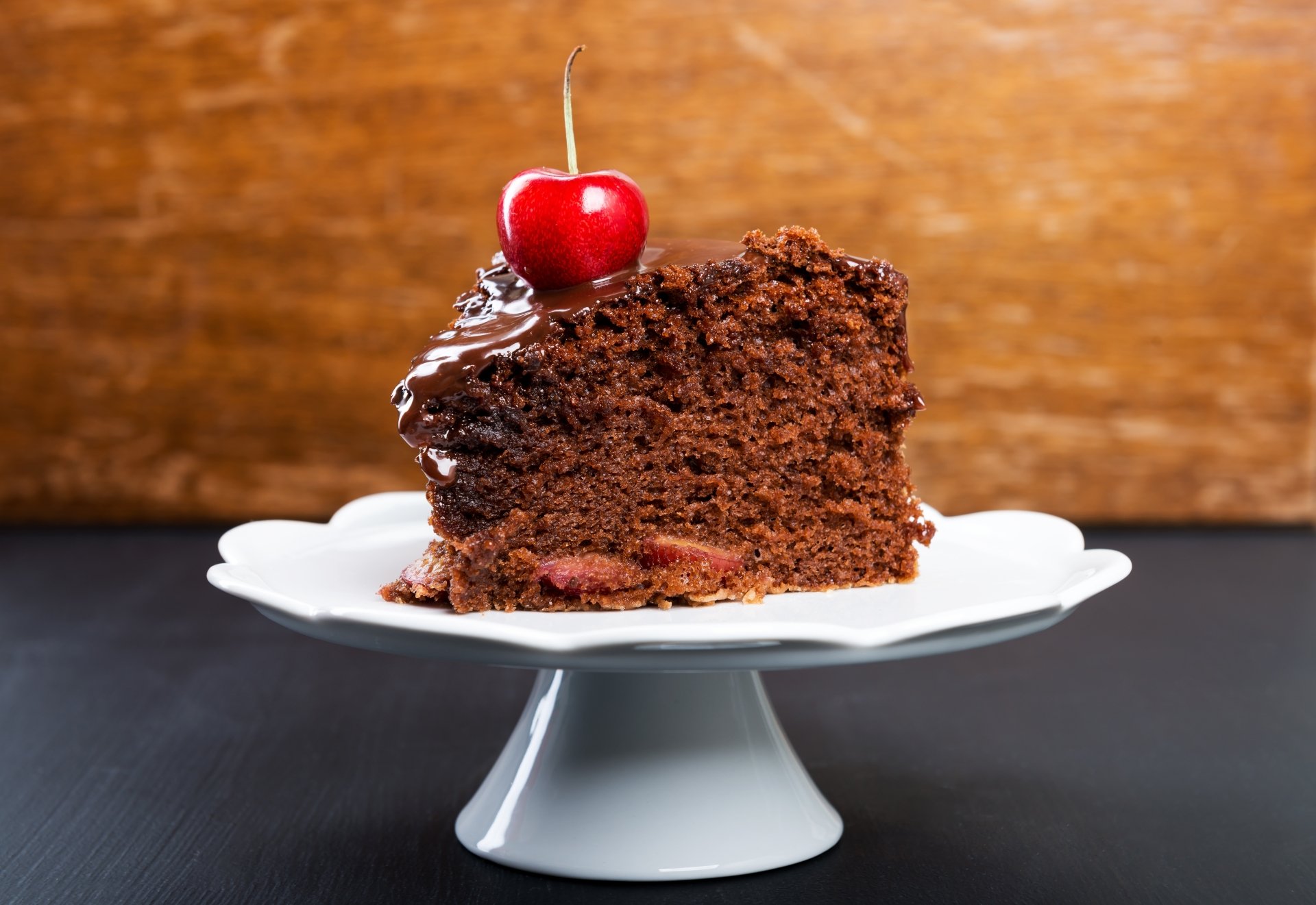 Download Cherry Chocolate Pastry Cake Food Dessert 8k Ultra HD Wallpaper