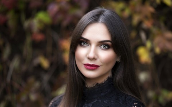 Women Face Model Lipstick Smile Brunette Depth Of Field HD Wallpaper | Background Image