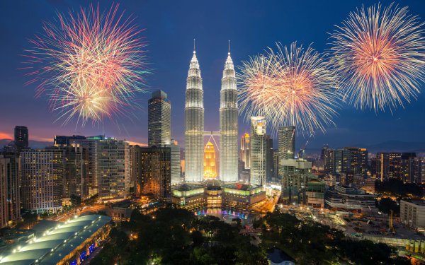 Photography Fireworks Colorful Malaysia City Kuala Lumpur HD Wallpaper | Background Image