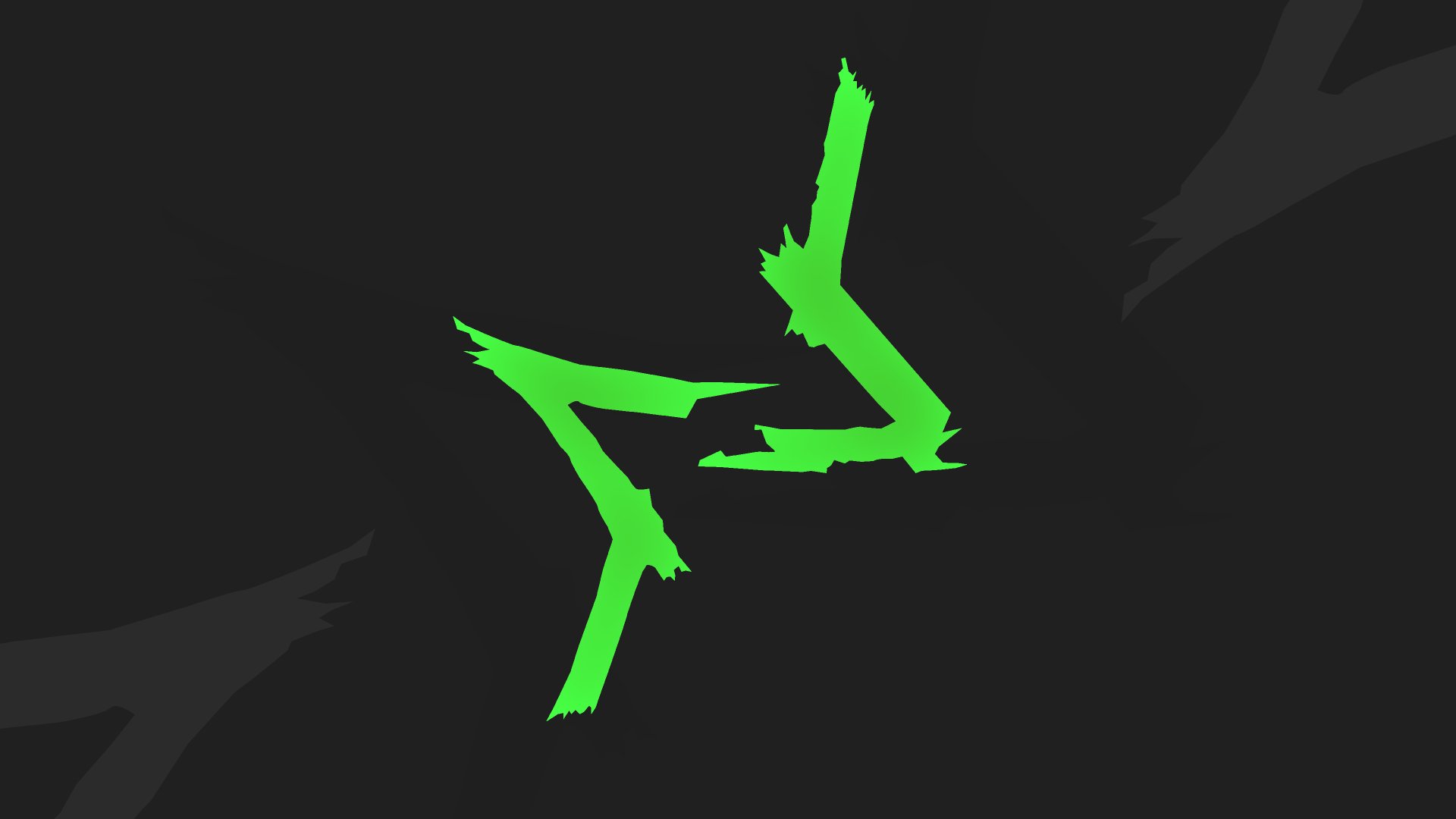 Minimalist Watch Dogs logo in bright green on a dark background, designed as a 4K Ultra HD PC desktop wallpaper blending video game and minimalist gaming styles.