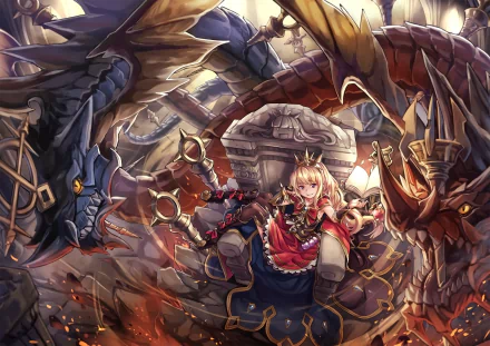 HD PC wallpaper featuring Ouroboros and Cagliostro from Granblue Fantasy in dynamic anime-style artwork with rich details and vibrant colors.