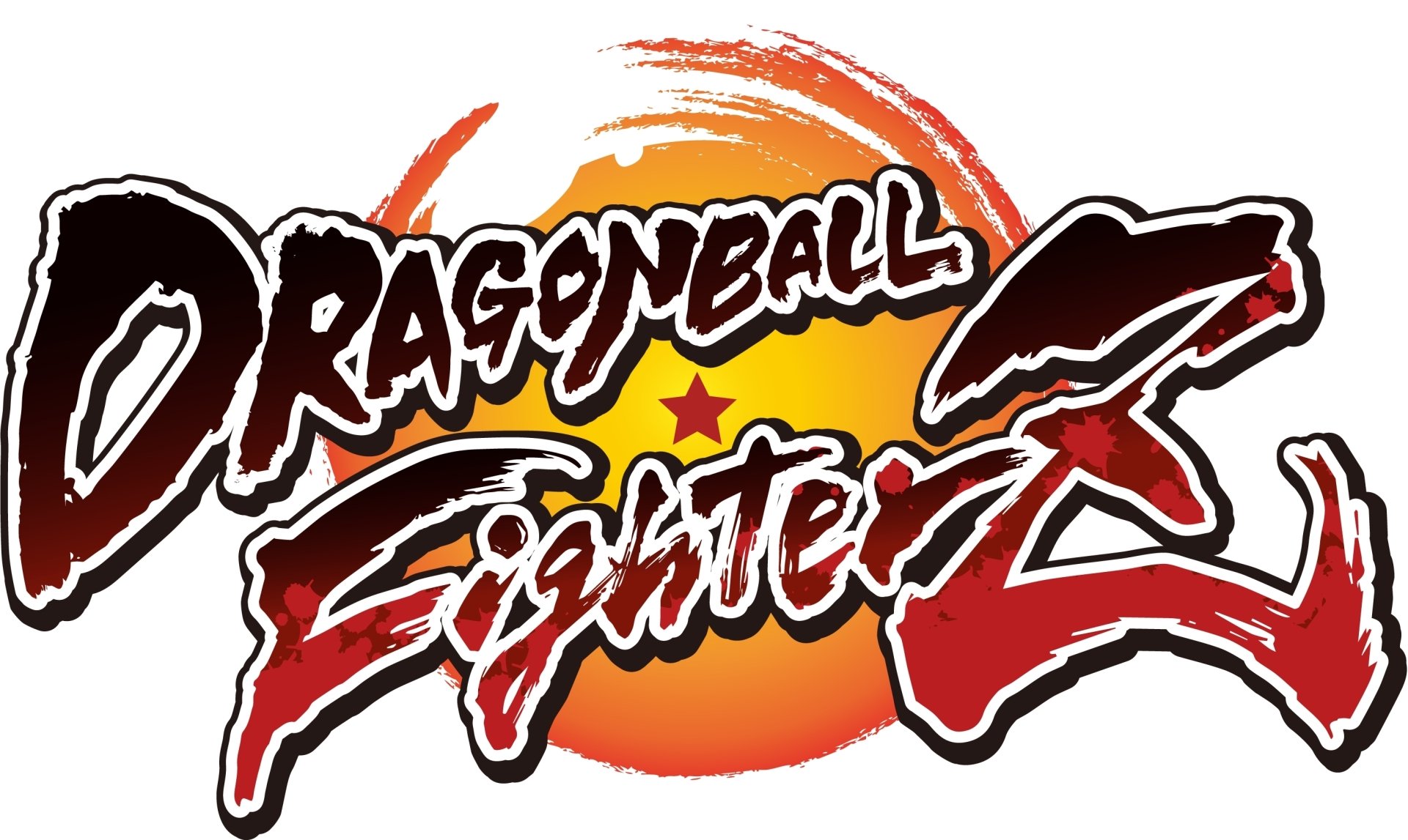 HD desktop wallpaper for Dragon Ball FighterZ featuring the game's stylized logo with an orange dragon ball backdrop.