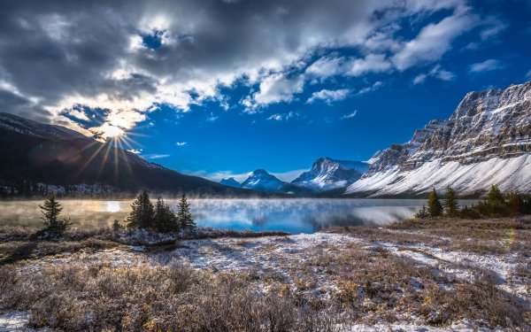 Earth Lake Lakes Nature Reflection Mountain Sky Winter HD Wallpaper | Background Image