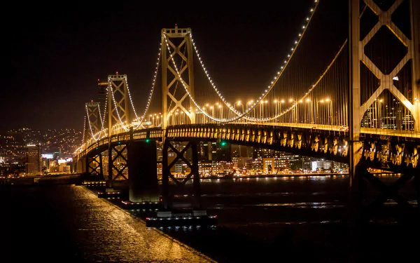 San Francisco light USA bridge night man made Bay Bridge HD Desktop Wallpaper | Background Image