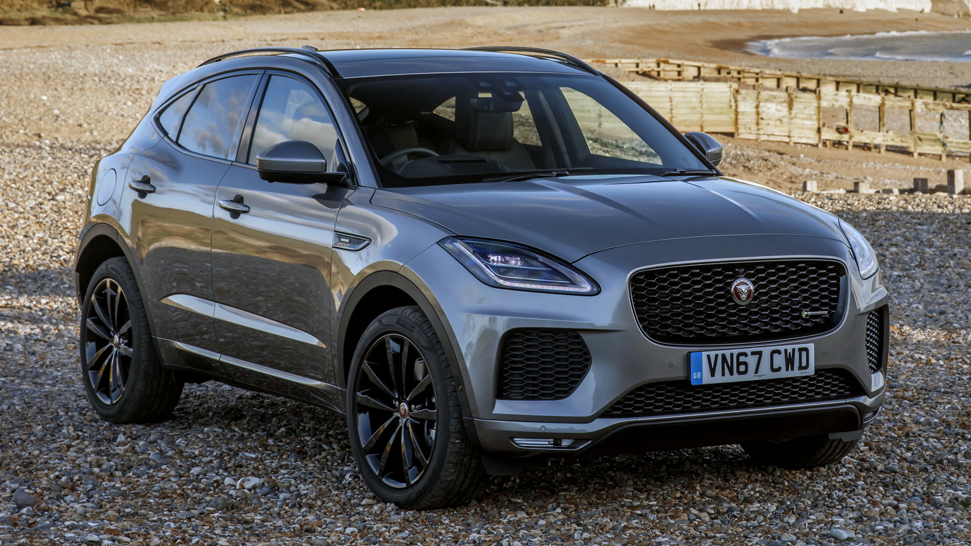 Download Car Black Car SUV Compact Car Vehicle Jaguar E-Pace HD Wallpaper