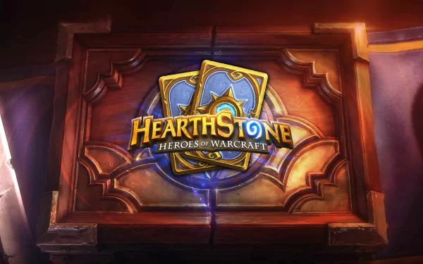 HD desktop wallpaper featuring the Hearthstone: Heroes of Warcraft logo with a glowing, magical aesthetic.