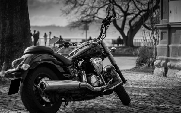 Vehicles Yamaha Motorcycle Black & White HD Wallpaper | Background Image