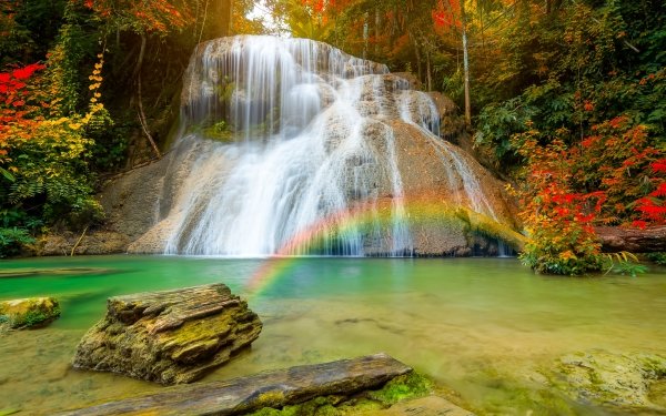 Earth Waterfall Waterfalls Nature Rainbow Fall Lagoon HD Wallpaper | Background Image
