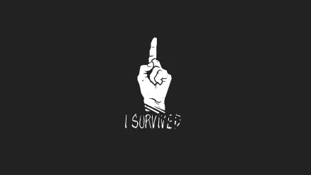 Minimalist HD wallpaper featuring a hand with the phrase I Survived from the video game Dead By Daylight on a dark background.